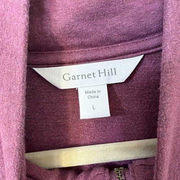 Garnet Hill Quarter-Zip French Terry Dress Purple Heather Size Large Long Sleeve - Picture 3 of 7